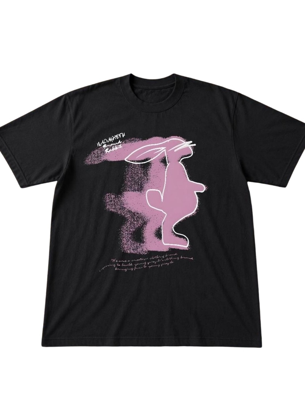 Gildan Black T-Shirt with Pink Graphic Bunny